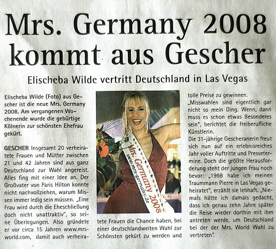Mrs. Germany 2008 kommt aus Gescher