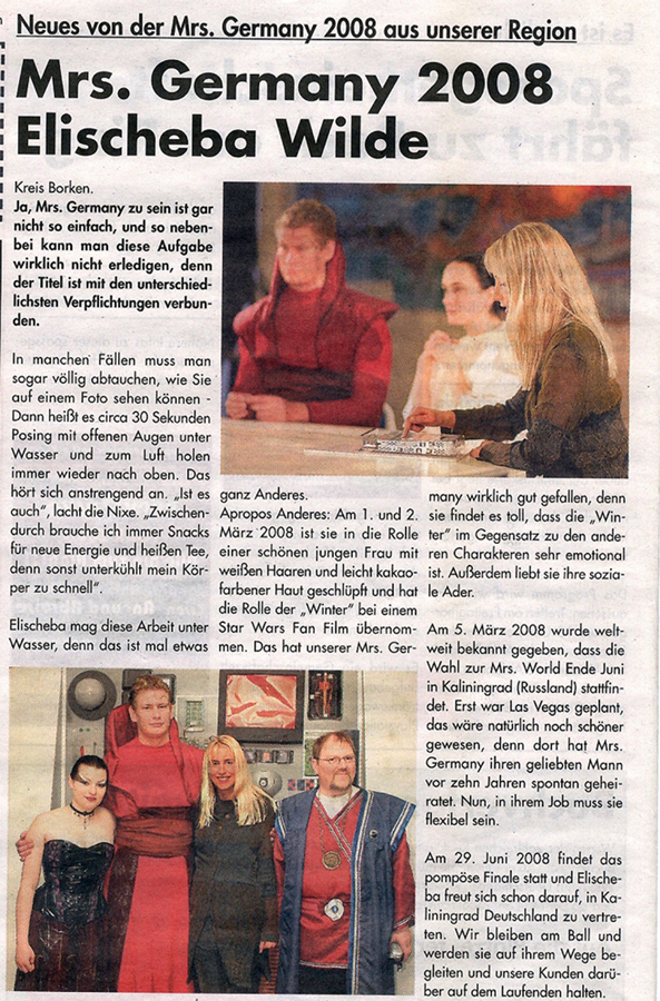 Neues von Mrs. Germany 2008 Elischeba Wilde