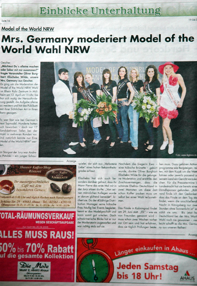 Mrs. Germany moderiert Model of the World Wahl NRW