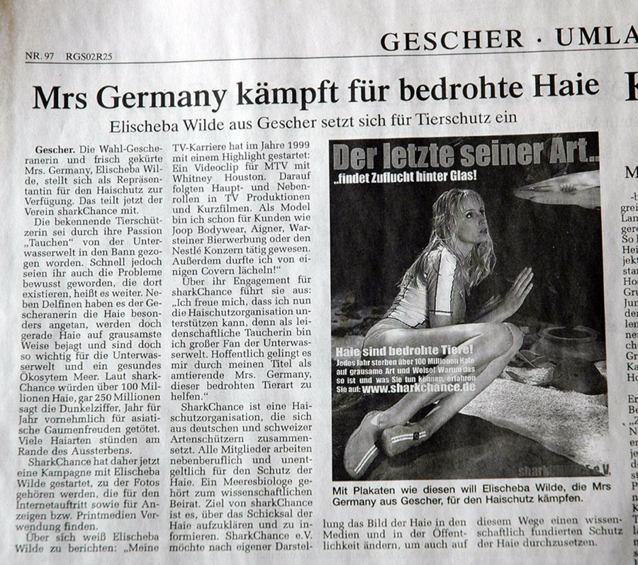 Mrs Germany kämpft für bedrohte Haie