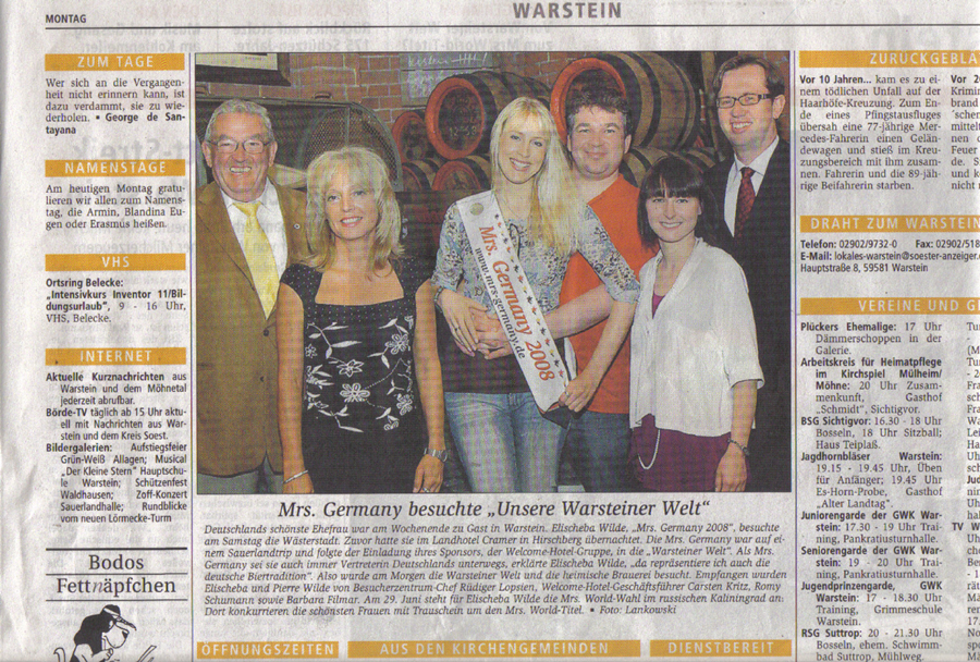 Mrs. Germany besuchte „Unsere Warsteiner Welt“