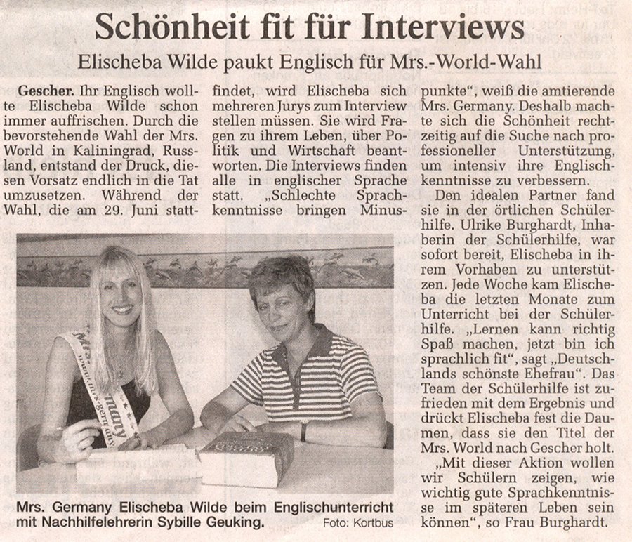 Schönheit fit für Interviews